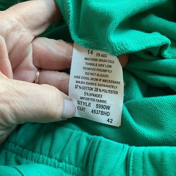 Links Green Elastic Waist 4 Pockets Stretch Career Party Travel Pants 1X (14) - Picture 6 of 7